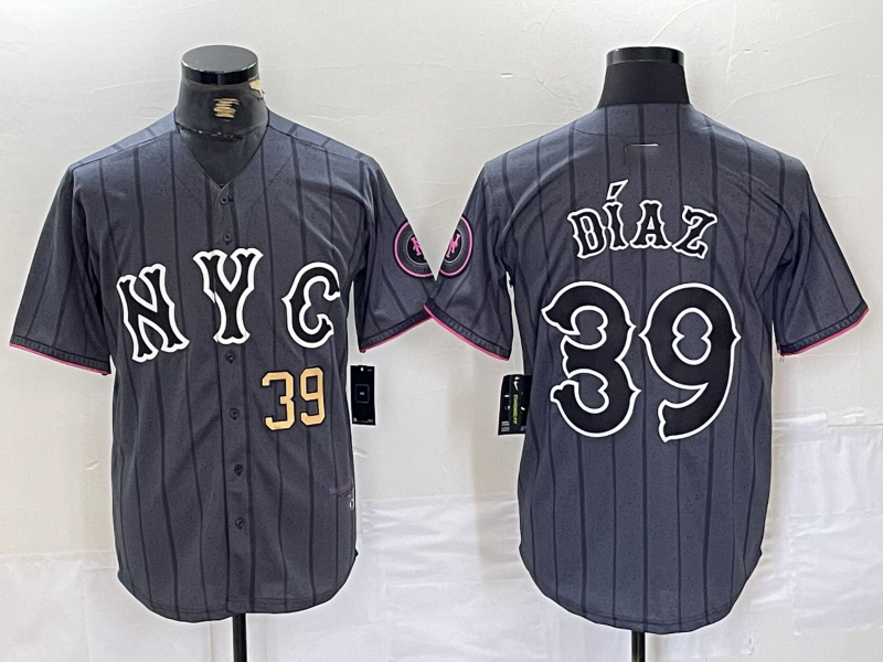 New York Mets #39 Edwin Diaz Gray 2024 City Connect Cool Base Baseball Jersey baseball jersey product view 1