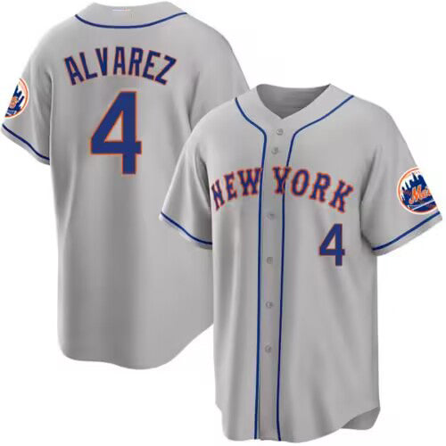 New York Mets #4 Francisco ¨¢lvarez Gray 2023 Cool Base Stitched Baseball Jersey baseball jersey product view 1