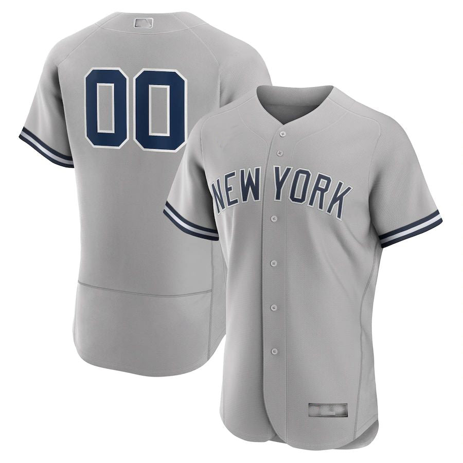 Custom New York Yankees Gray Road Authentic Custom Jersey Baseball Jerseys baseball jersey product view 1