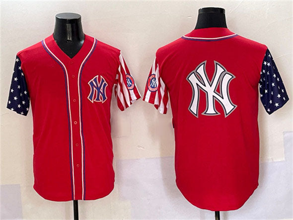 New York Yankees Team Big Logo Red American Style Limited Stitched Baseball Jersey baseball jersey product view 1