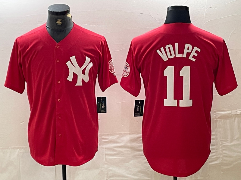 New York Yankees #11 Anthony Volpe Red Fashion Cool Base Baseball Jersey baseball jersey product view 1