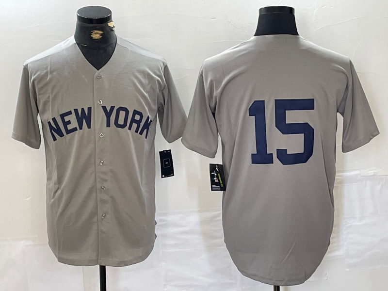 New York Yankees #15 Thurman Munson Grey Stitched Cool Base Baseball Jersey baseball jersey product view 1