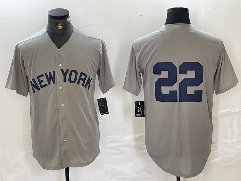 New York Yankees #22 Juan Soto 2021 Grey Field of Dreams Cool Base Stitched Baseball Jersey baseball jersey product view 1