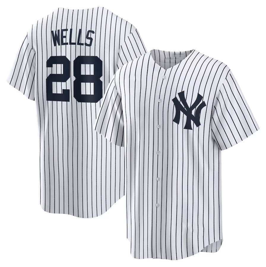 New York Yankees #28 Austin Wells Home Replica Jersey - White Stitched Baseball Jersey baseball jersey product view 1