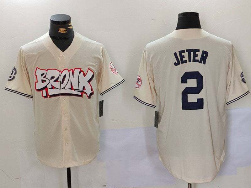 New York Yankees #2 Derek Jeter Cream Limited Stitched Baseball Jersey baseball jersey product view 1