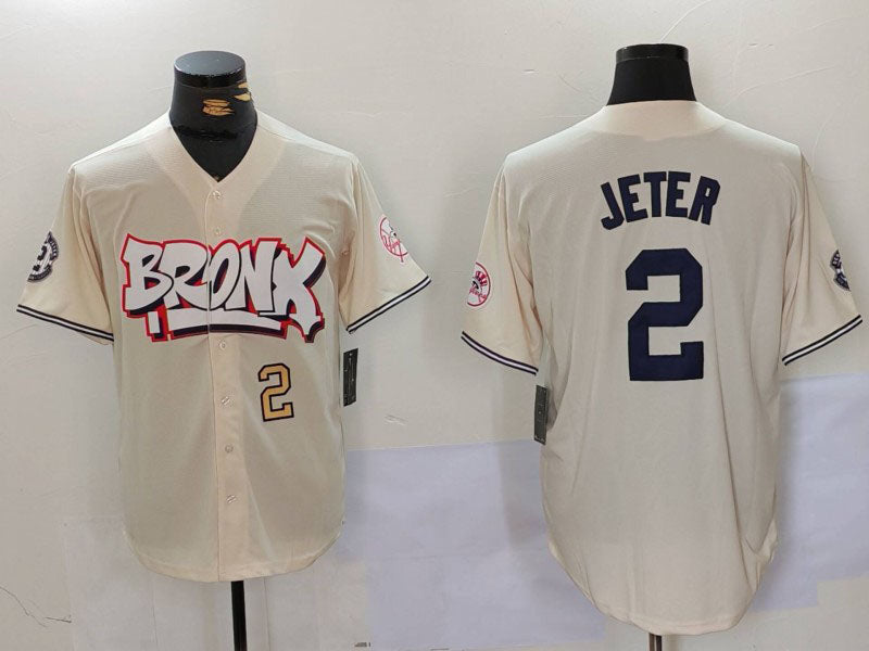 New York Yankees #2 Derek Jeter Cream Limited Stitched Baseball Jersey baseball jersey product view 1