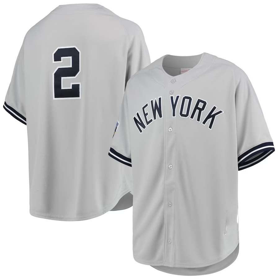 New York Yankees #2 Derek Jeter 1998 Cooperstown Collection Road Authentic Jersey - Gray Stitches Baseball Jerseys baseball jersey product view 1