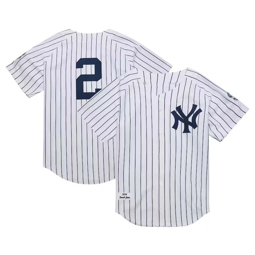 New York Yankees #2 Derek Jeter 2014 Cooperstown Collection Authentic Throwback Jersey - White Stitches Baseball Jerseys baseball jersey product view 1
