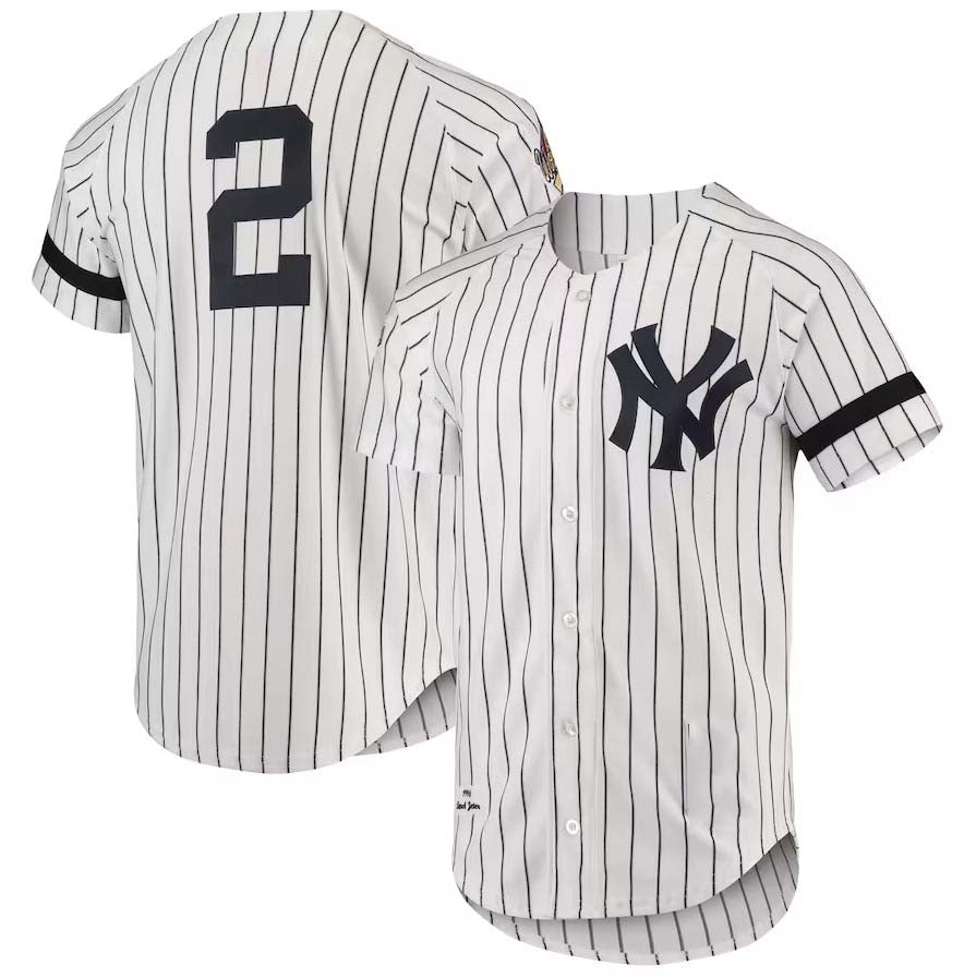 New York Yankees #2 Cooperstown Collection 1996 Authentic Home Jersey - White Stitches Baseball Jerseys baseball jersey product view 1