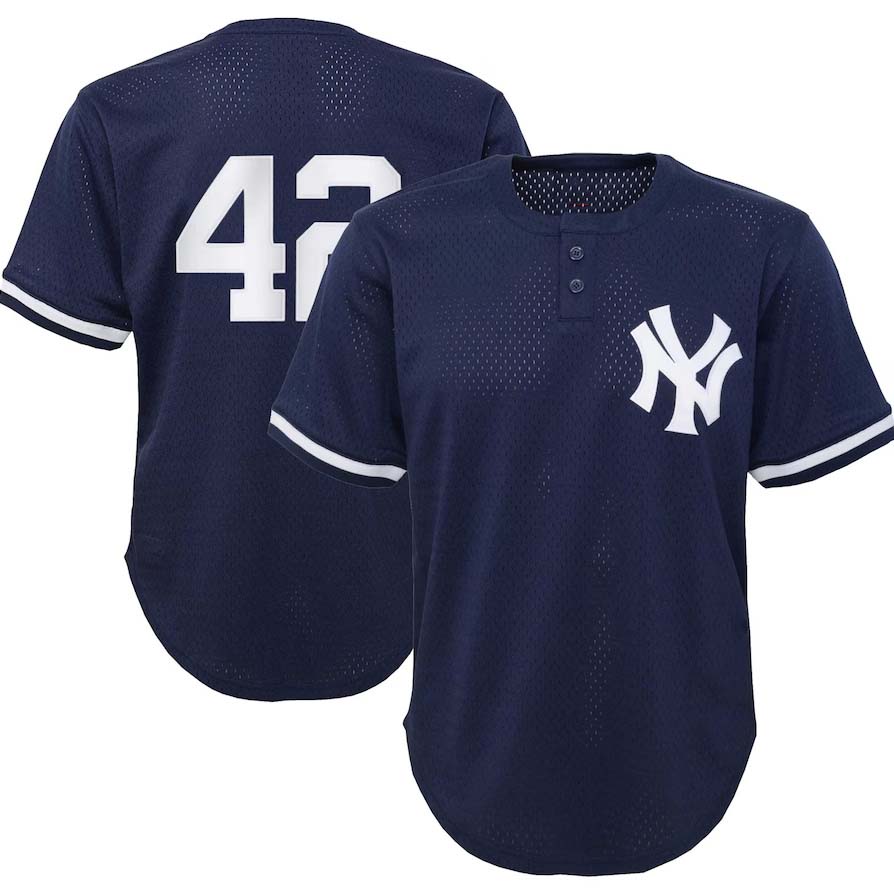 New York Yankees #42 Mariano Rivera Cooperstown Collection Mesh Batting Practice Jersey - Navy Stitches Baseball Jerseys baseball jersey product view 1
