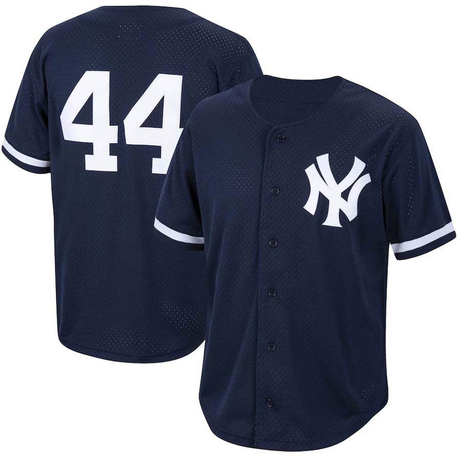 New York Yankees #44 Reggie Jackson Cooperstown Collection Mesh Batting Practice Button-Up Jersey - Navy Stitches Baseball Jerseys baseball jersey product view 1