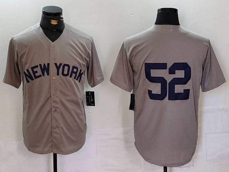 New York Yankees #52 CC Sabathia Grey Cool Base Stitched Baseball Jersey baseball jersey product view 1