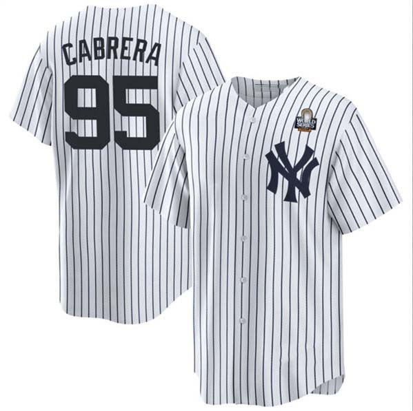 New York Yankees #95 Oswaldo Cabrera White 2024 World Series Cool Base Stitched Baseball Jersey baseball jersey product view 1