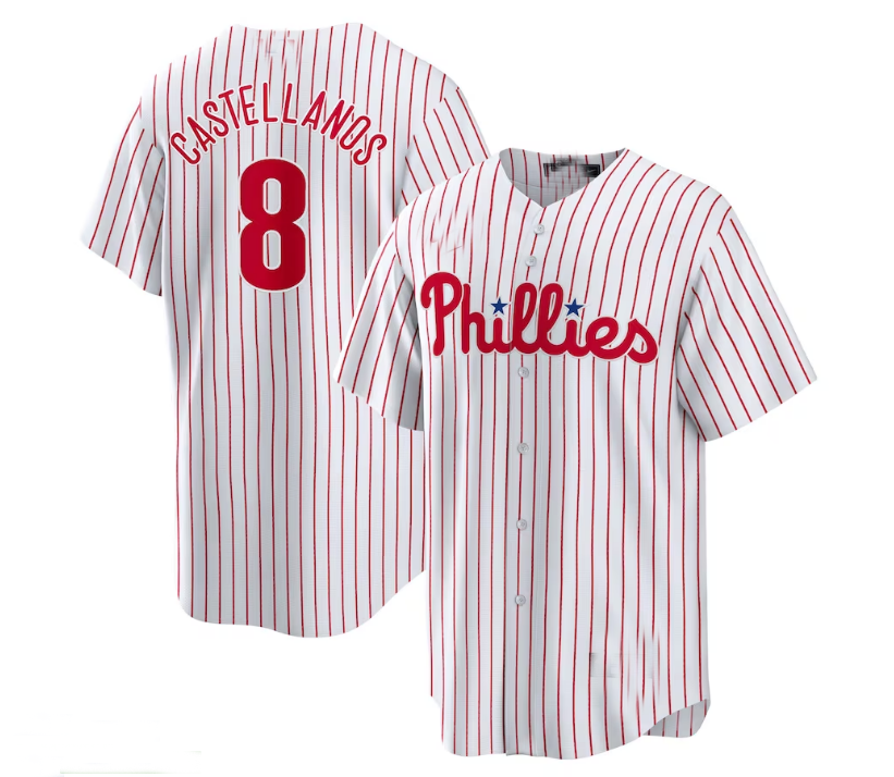 Philadelphia Phillies #8 Nick Castellanos Replica Player Jersey - White Baseball Jerseys baseball jersey product view 1