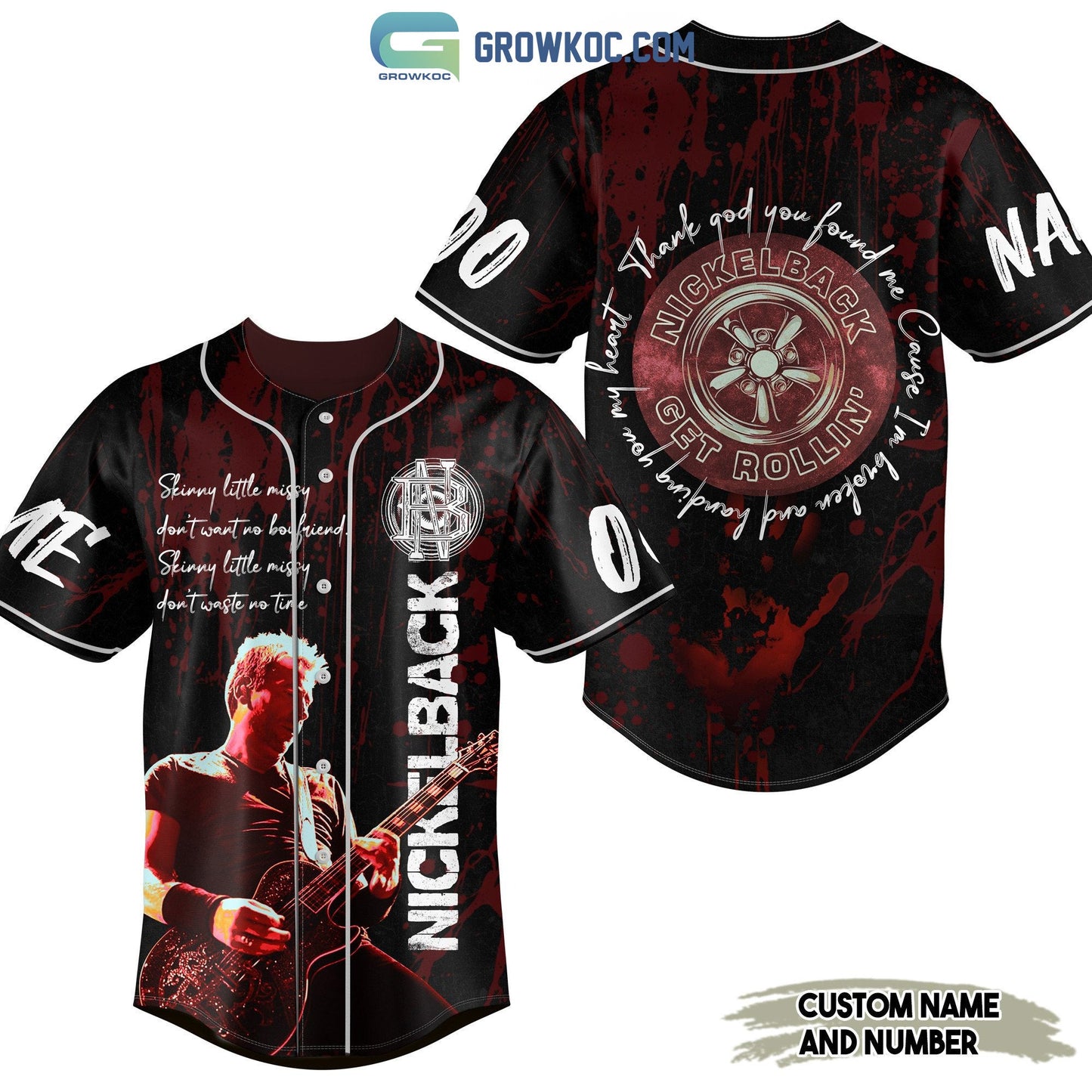 Nickelback Get Rollin Thank God You Found Me Personalized Baseball Jersey Unisex T-shirt, Sweatshirt, Hoodie, Long Sleeve Tee - T-Shirt, Sweatshirt, Hoodie