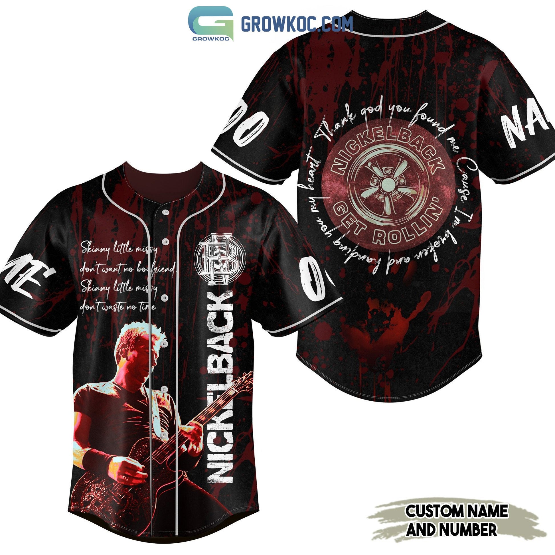 Nickelback Get Rollin Thank God You Found Me Personalized Baseball Jersey Unisex T-shirt, Sweatshirt, Hoodie, Long Sleeve Tee - T-Shirt, Sweatshirt, Hoodie