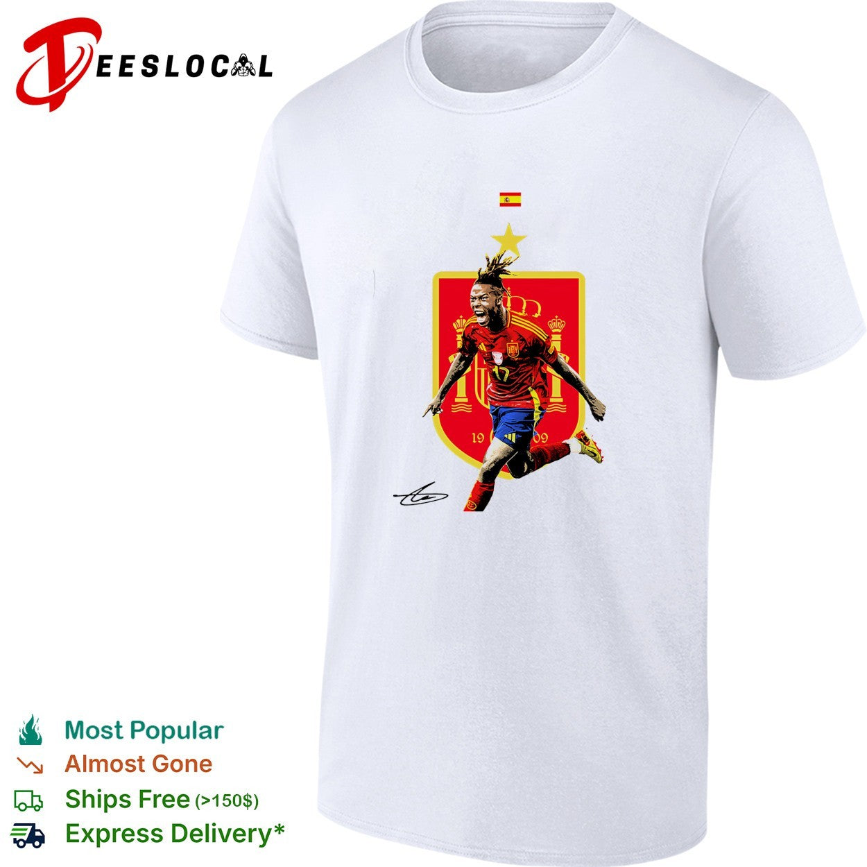 Nico Williams Spain badge shirt Unisex T-shirt, Sweatshirt, Hoodie, Long Sleeve Tee - T-Shirt, Sweatshirt, Hoodie