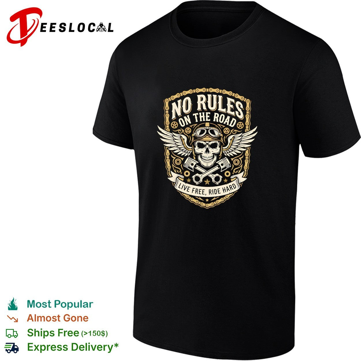 No rules on the road live free ride hard shirt Unisex T-shirt, Sweatshirt, Hoodie, Long Sleeve Tee - T-Shirt, Sweatshirt, Hoodie