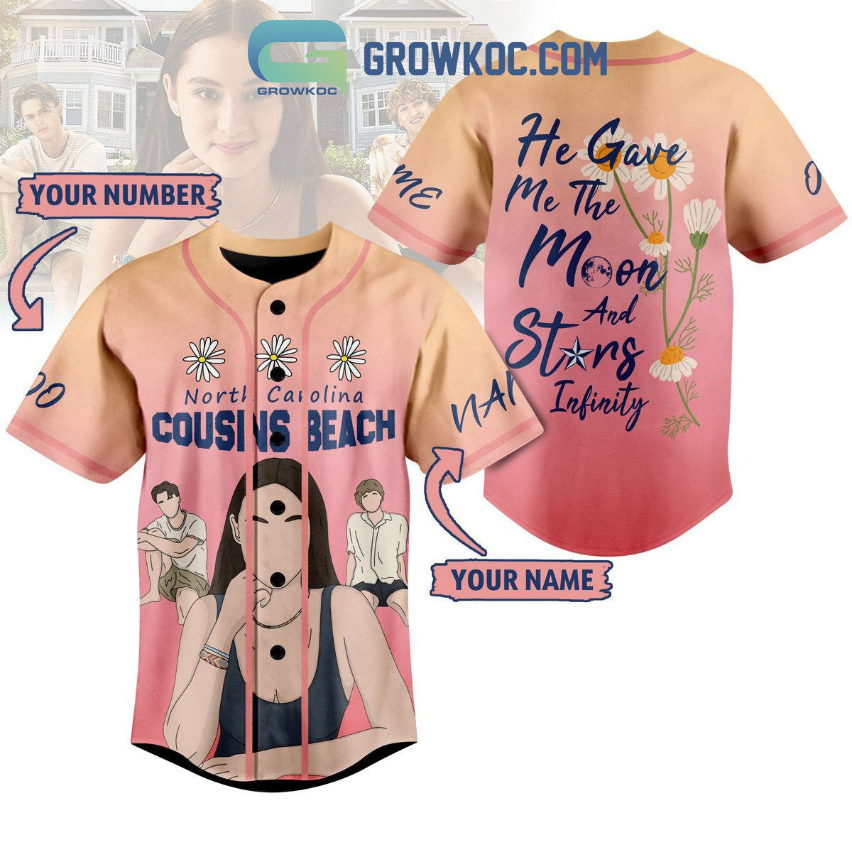 North Carolina Cousins Beach Personalized Baseball Jersey Unisex T-shirt, Sweatshirt, Hoodie, Long Sleeve Tee - T-Shirt, Sweatshirt, Hoodie