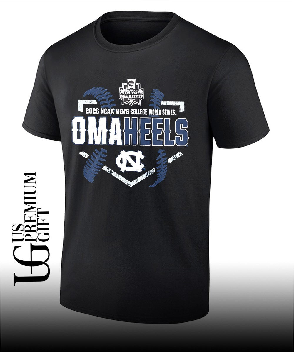 North Carolina Tar Heels 2026 NCAA Mens college World Series OMAHEELS logo T-shirt Unisex T-shirt, Sweatshirt, Hoodie, Long Sleeve Tee - T-Shirt, Sweatshirt, Hoodie