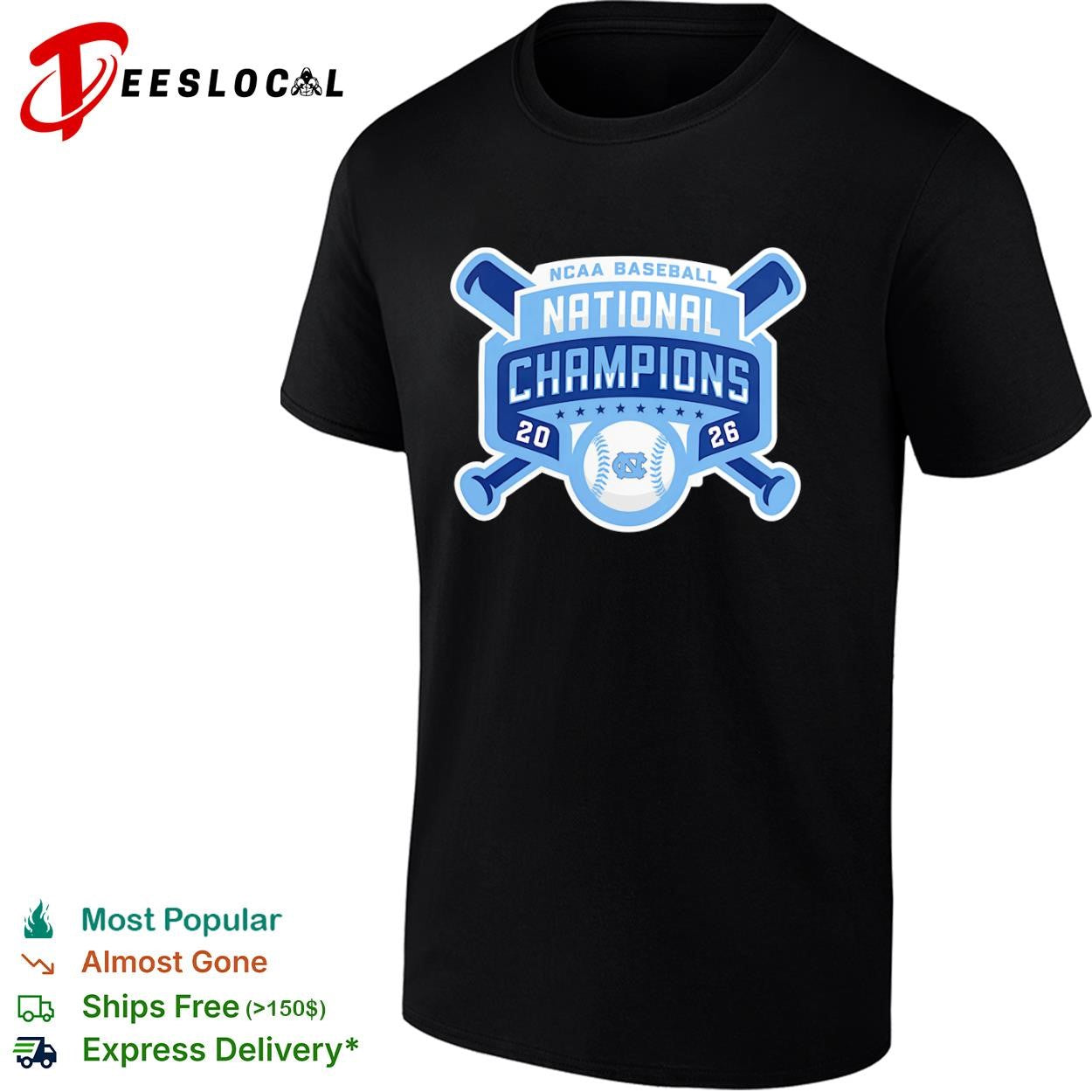 North Carolina Tar Heels national champions crossed bats NCAA baseball 2026 NC shirt Unisex T-shirt, Sweatshirt, Hoodie, Long Sleeve Tee - T-Shirt, Sweatshirt, Hoodie
