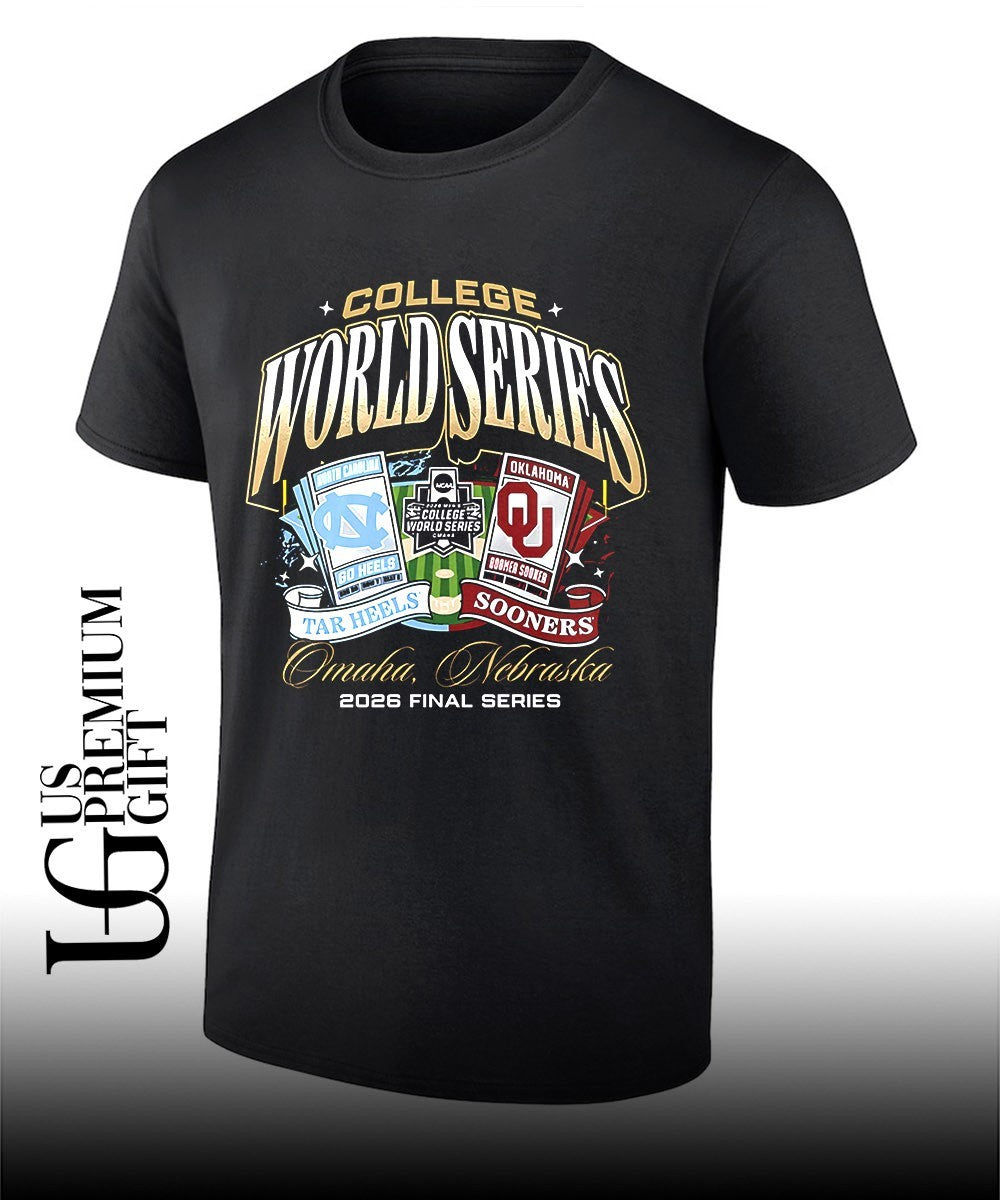 North Carolina Tar Heels vs Oklahoma Sooners College World Series Omaha 2026 ticket shirt Unisex T-shirt, Sweatshirt, Hoodie, Long Sleeve Tee - T-Shirt, Sweatshirt, Hoodie