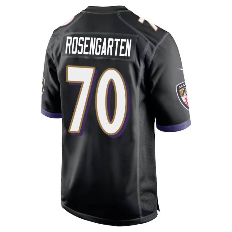 B.Ravens #70 Roger Rosengarten Black Game Jersey Stitched American Football Jerseys football jersey product view 1