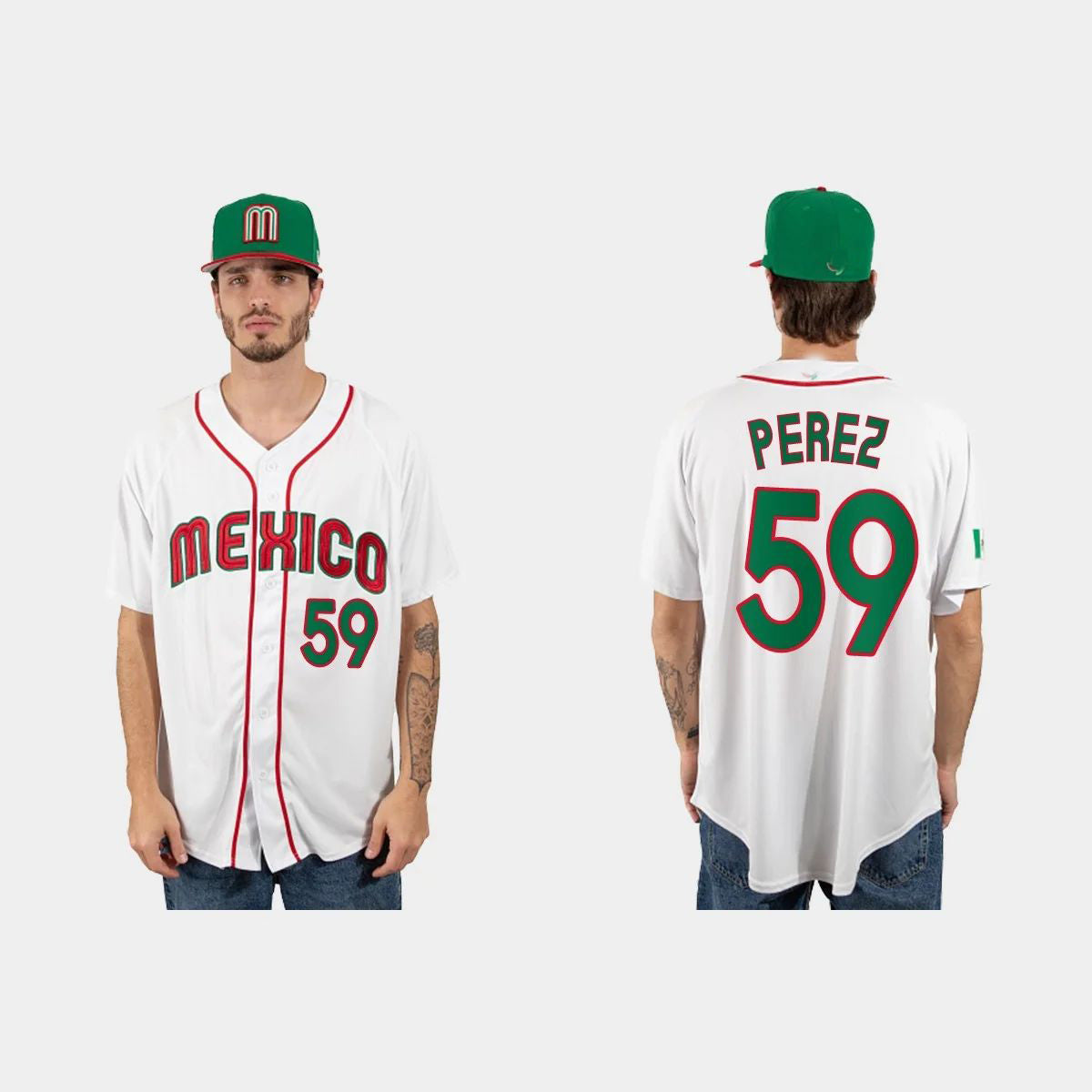 #59 OLIVER PEREZ MEXICO BASEBALL 2023 WORLD BASEBALL CLASSIC JERSEY ¨C WHITE Stitches Baseball Jerseys baseball jersey product view 1