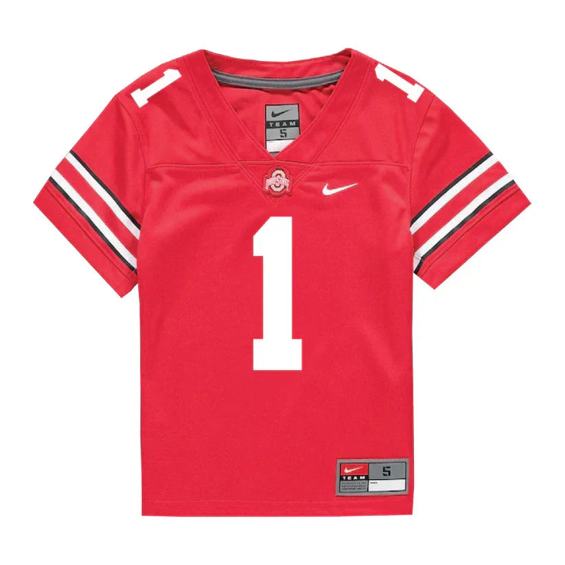 Davison Igbinosun Ohio State Buckeyes Jersey Red sports jersey product view 2