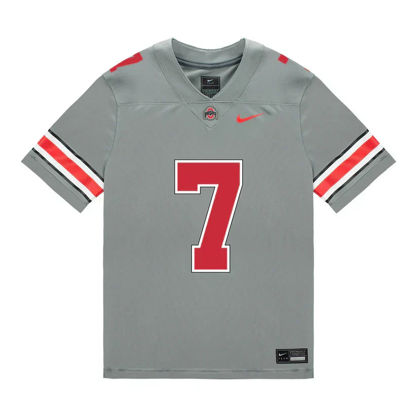 Jermaine Mathews Jr. Ohio State Buckeyes Jersey Grey sports jersey product view 2