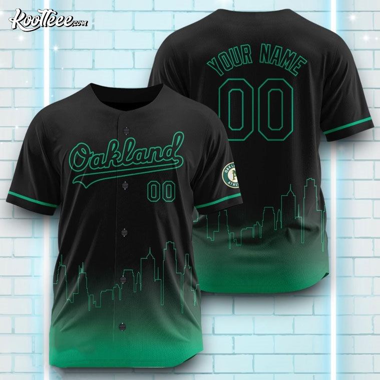 Oakland Athletics Black Green Pattern Custom Baseball Jersey Unisex T-shirt, Sweatshirt, Hoodie, Long Sleeve Tee - T-Shirt, Sweatshirt, Hoodie