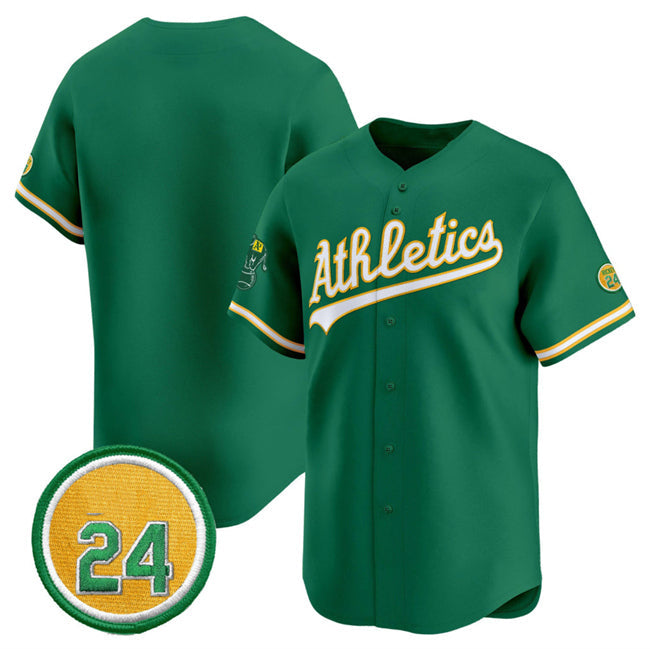 Oakland Athletics Blank Green 2024 Limited With Rickey Henderson Patch Stitched Baseball Jersey baseball jersey product view 1