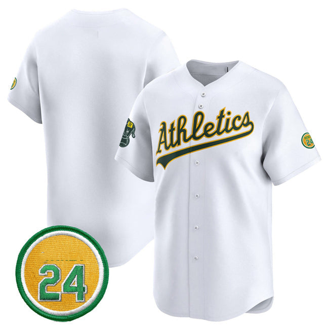 Oakland Athletics Blank White 2024 Home Limited With Rickey Henderson Patch Stitched Baseball Jersey baseball jersey product view 1