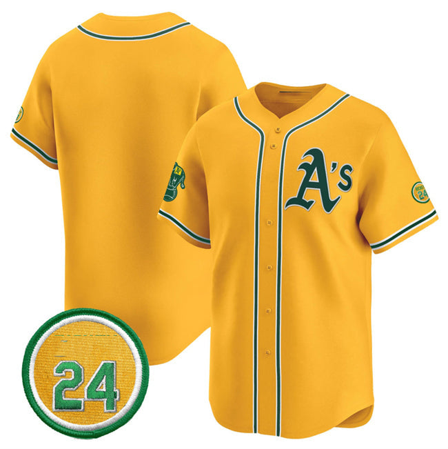 Oakland Athletics Blank Yellow 2024 Limited With Rickey Henderson Patch Stitched Baseball Jersey baseball jersey product view 1