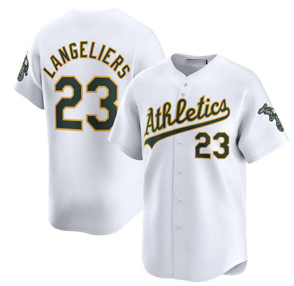 Oakland Athletics #23 Shea Langeliers White Home Limited Stitched Baseball Jersey baseball jersey product view 1