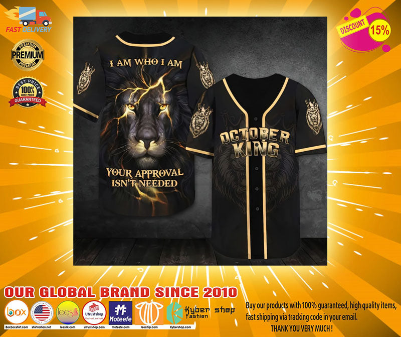 October lion king I am who I am Baseball Jersey Unisex T-shirt, Sweatshirt, Hoodie, Long Sleeve Tee - T-Shirt, Sweatshirt, Hoodie