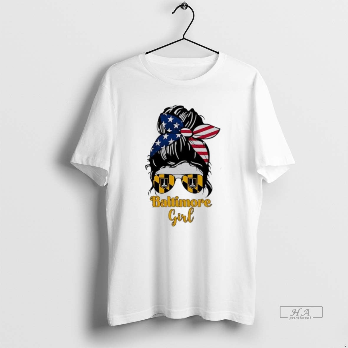 Official Baltimore Girl Messy Bun America T-Shirts, Hoodie, Sweatshirt - T-Shirt, Sweatshirt, Hoodie