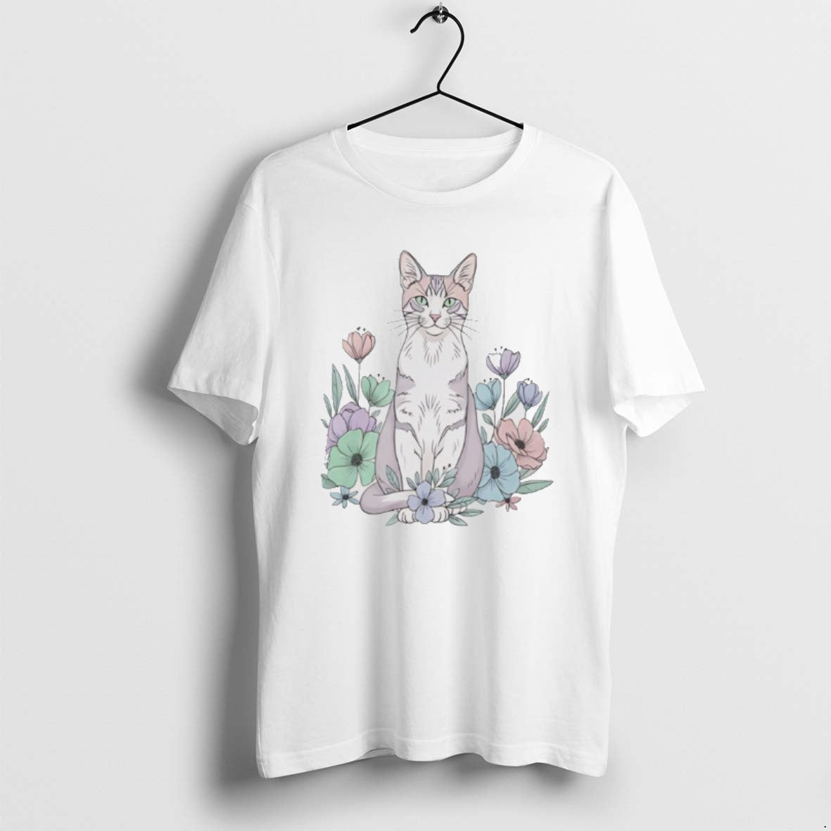 Official Cute Sitting Cat Floral Garden Watercolor T-Shirts, Hoodie, Sweatshirt - T-Shirt, Sweatshirt, Hoodie