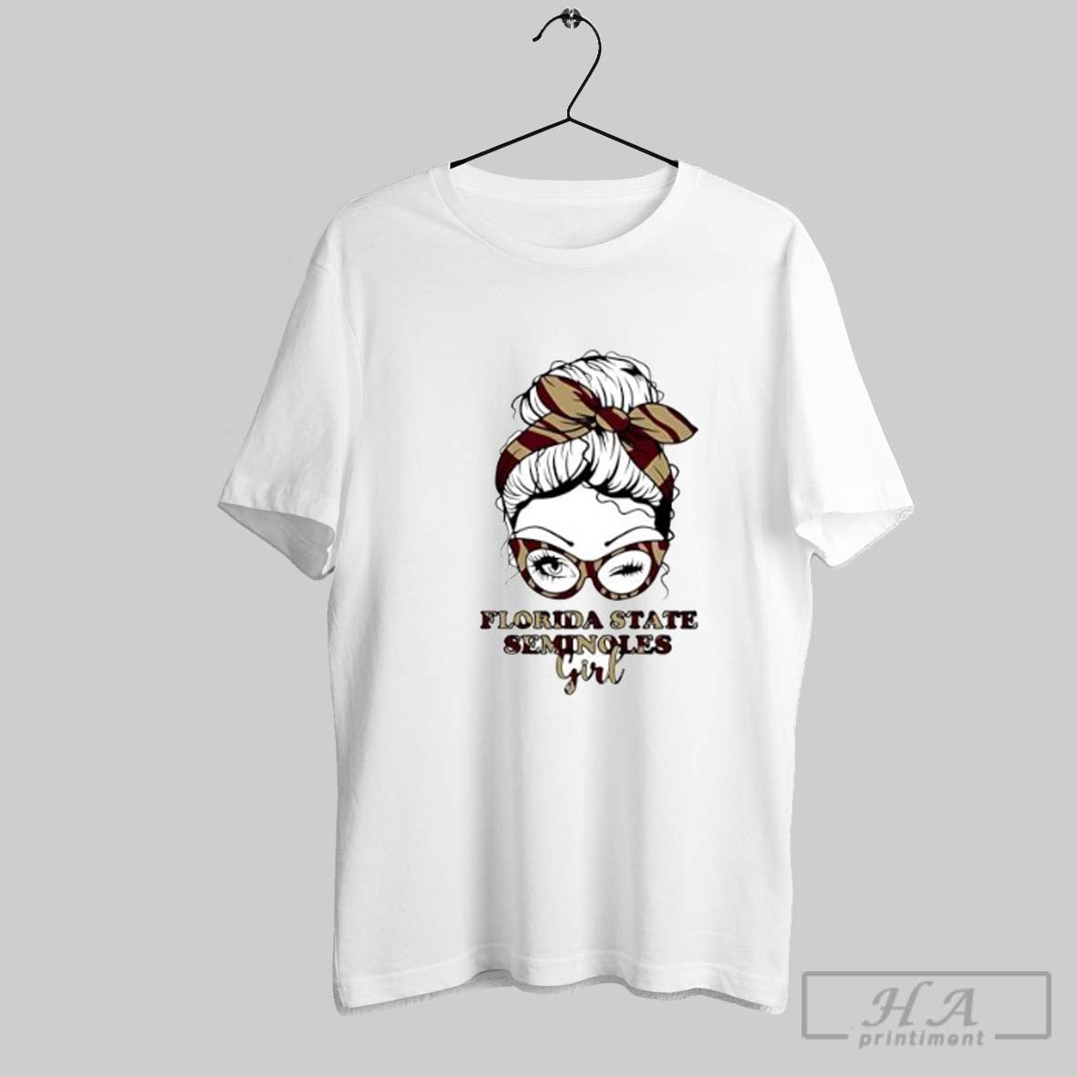 Official Florida State Seminoles Girl Messy Bun Sunglasses Fan Art T-Shirts, Hoodie, Sweatshirt - T-Shirt, Sweatshirt, Hoodie
