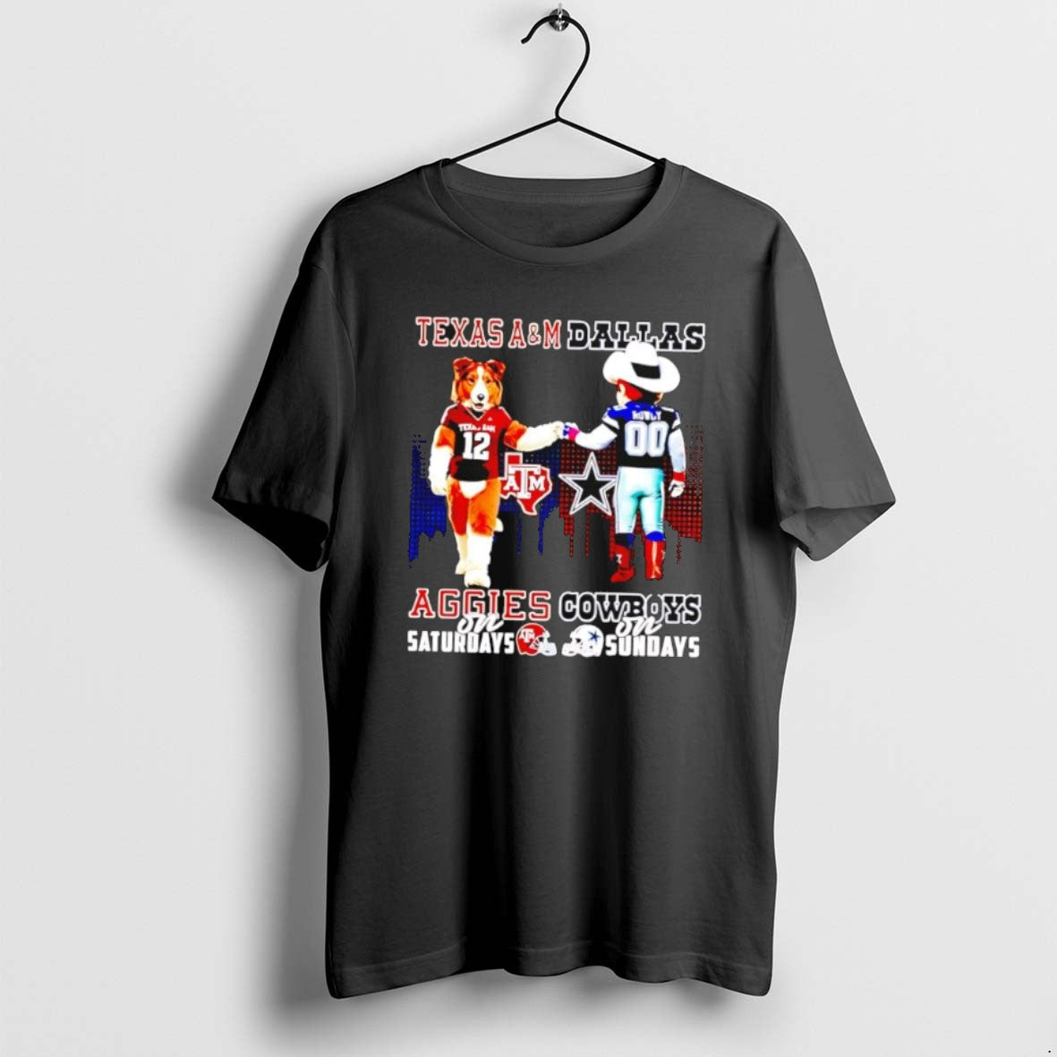 Official Funny Texas Am Aggies Saturdays Vs Dallas Cowboys Sundays Mascot Skyline T-Shirts, Hoodie, Sweatshirt - T-Shirt, Sweatshirt, Hoodie