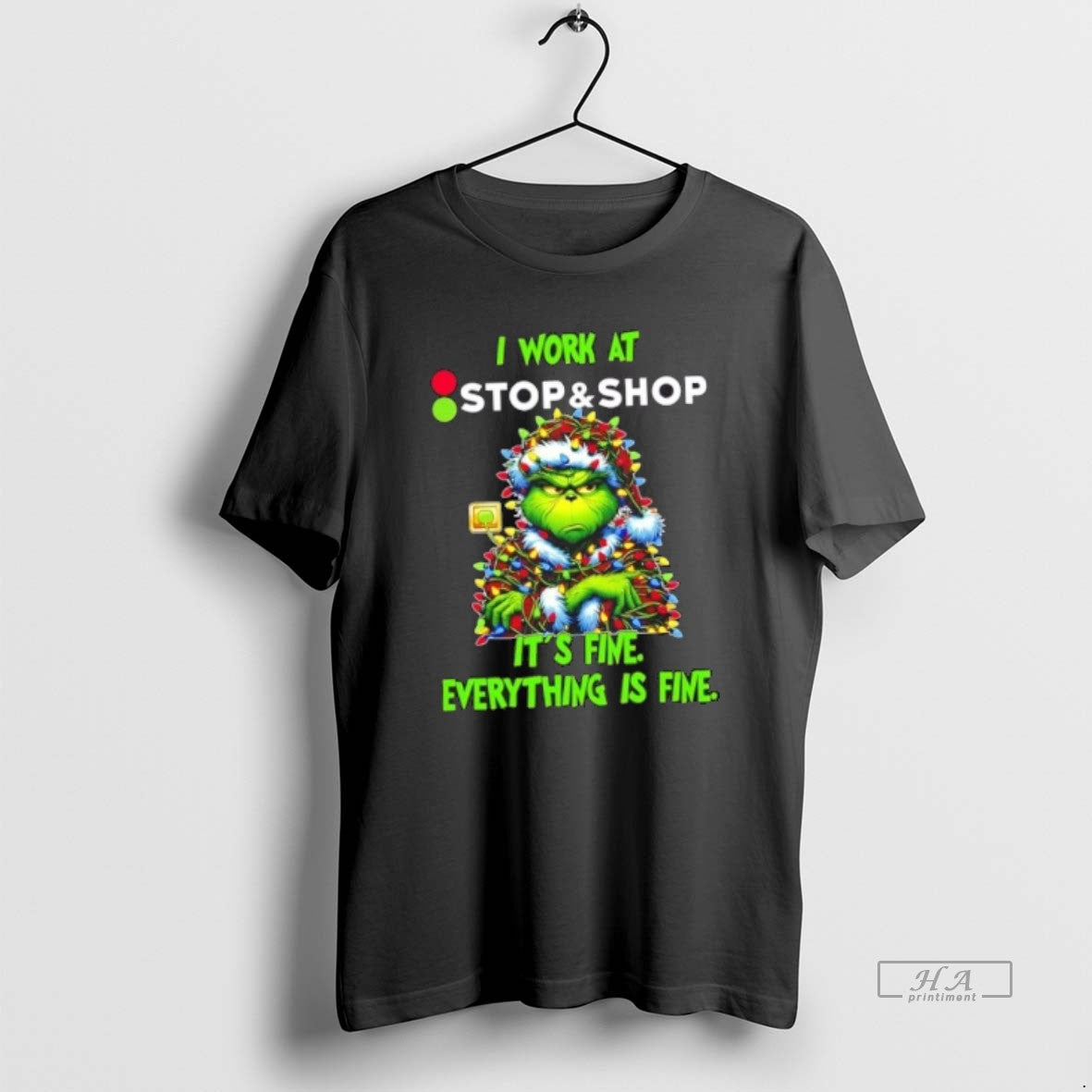 Official Grinch Tree I Work Stop Shop Fine Everything Is Fine T-Shirts, Hoodie, Sweatshirt - T-Shirt, Sweatshirt, Hoodie