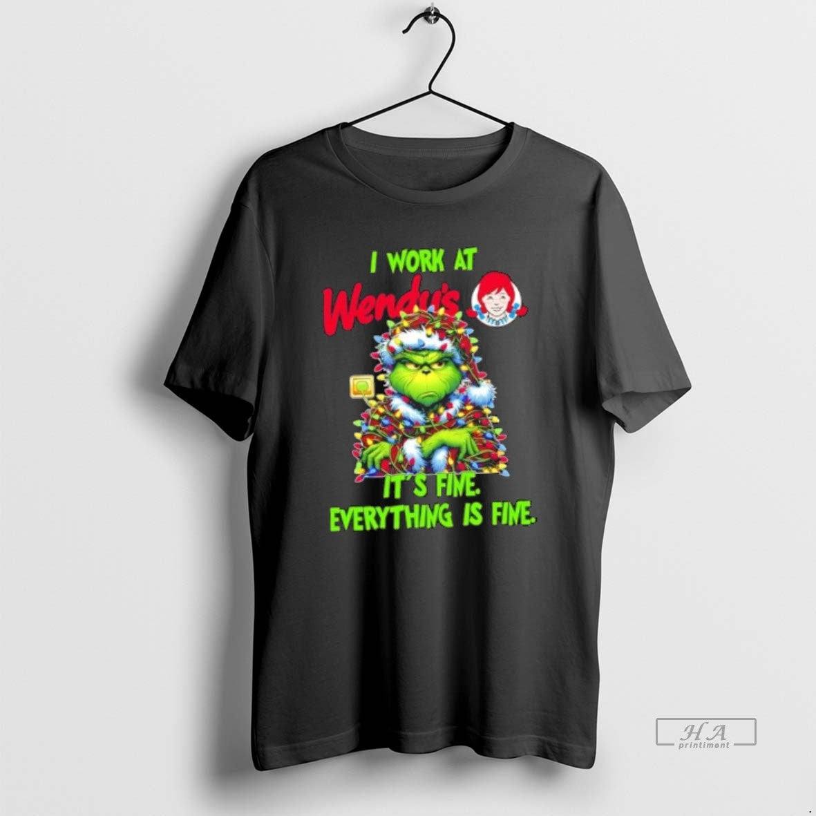 Official Grinch Tree I Work Wendys Fine Everything Is Fine T-Shirts, Hoodie, Sweatshirt - T-Shirt, Sweatshirt, Hoodie