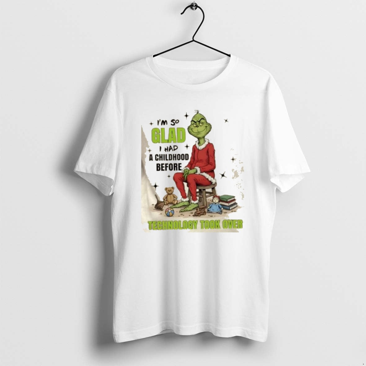 Official Grinch Im So Glad I Had Childhood Before Technology Took Over T-Shirts, Hoodie, Sweatshirt - T-Shirt, Sweatshirt, Hoodie