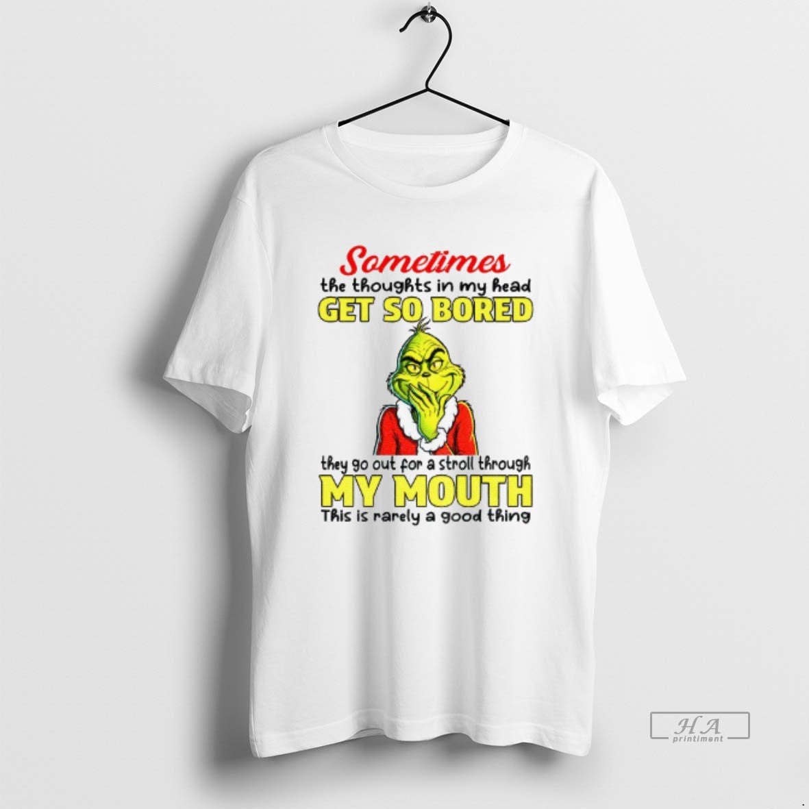 Official Grinch Santa Sometimes Thoughts My Head Get So Bored They Go Out T-Shirts, Hoodie, Sweatshirt - T-Shirt, Sweatshirt, Hoodie