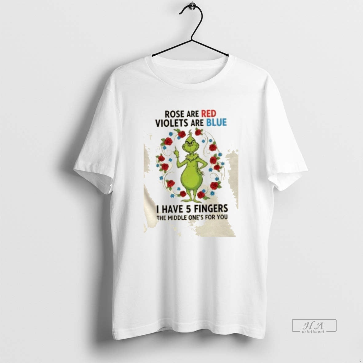 Official Grinch Rose Are Red Violets Are Blue I Have 5 Fingers Middle Ones T-Shirts, Hoodie, Sweatshirt - T-Shirt, Sweatshirt, Hoodie