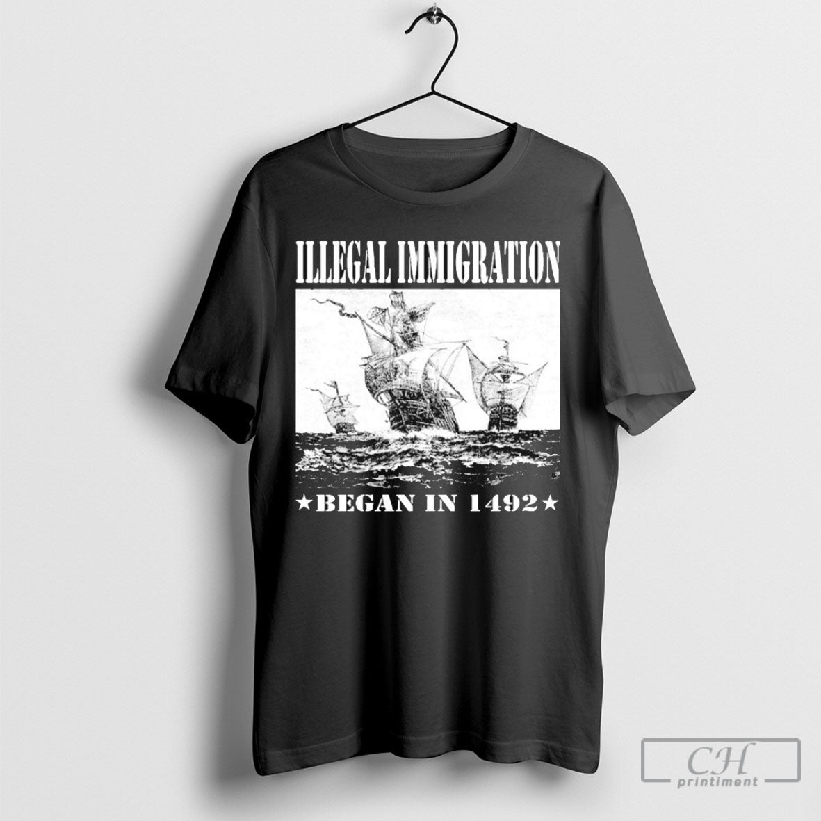 Official Illegal Immigration Began 1492 Anti Fascist T-Shirts, Hoodie, Sweatshirt - T-Shirt, Sweatshirt, Hoodie
