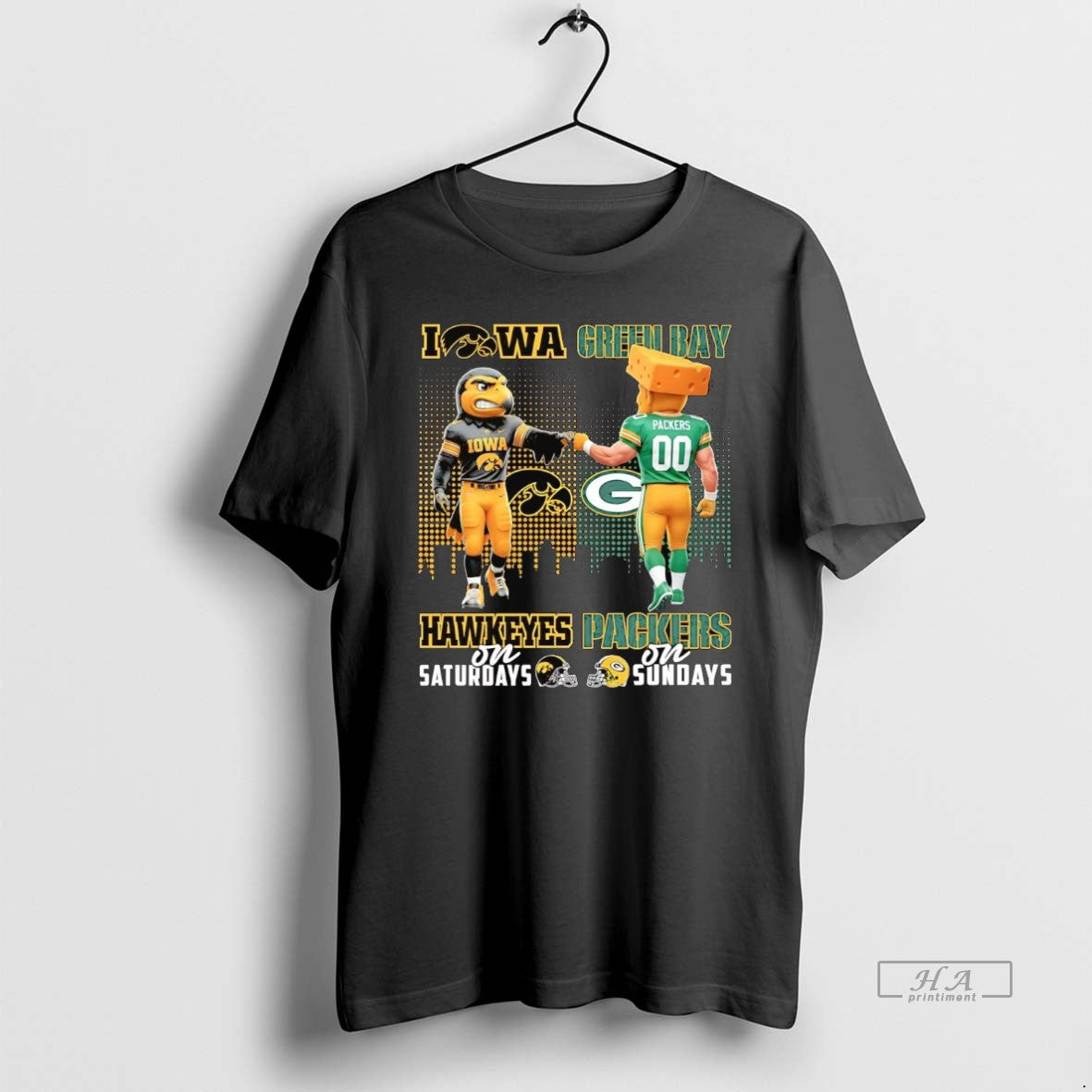 Official Iowa Hawkeyes Saturdays Green Bay Packers Sundays Mascot T-Shirts, Hoodie, Sweatshirt - T-Shirt, Sweatshirt, Hoodie