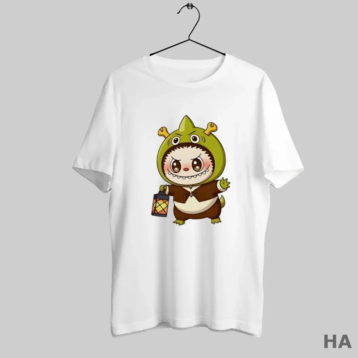 Official Labubu Wearing Shrek Ogre Costume Holding Lantern T-Shirts, Hoodie, Sweatshirt - T-Shirt, Sweatshirt, Hoodie