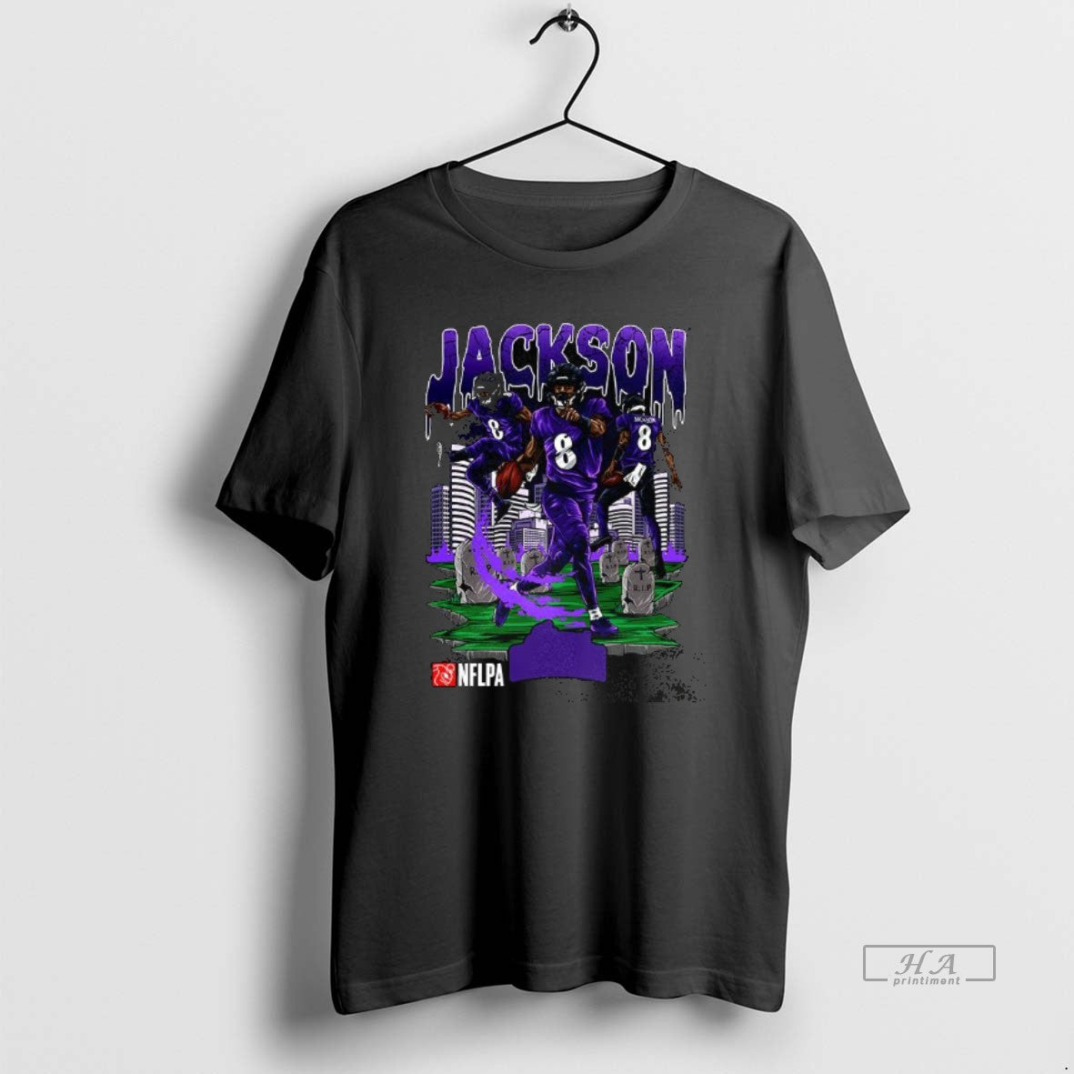 Official Lamar Jackson Baltimore Ravens Football Number 8 Cemetery Skyline T-Shirts, Hoodie, Sweatshirt - T-Shirt, Sweatshirt, Hoodie