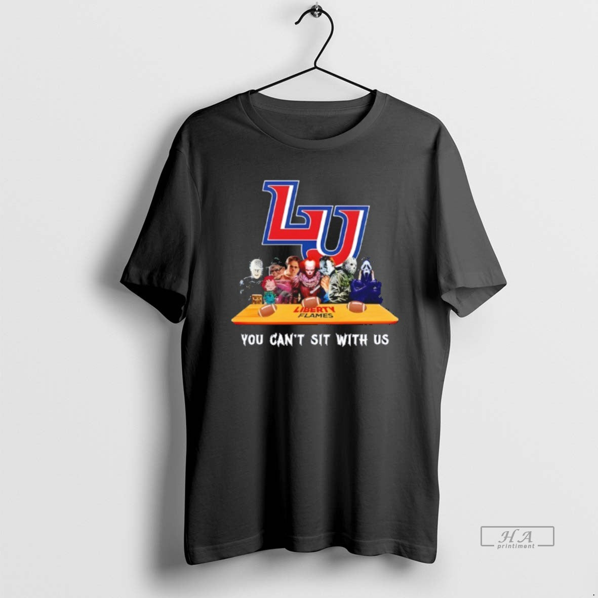 Official Liberty Flames Horror Movie Characters You Cant Sit Us Halloween T-Shirts, Hoodie, Sweatshirt - T-Shirt, Sweatshirt, Hoodie